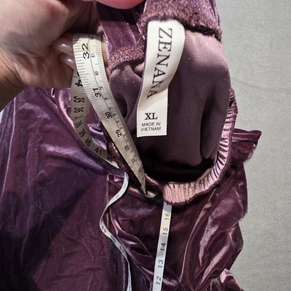 Zenana EUC XL Women's Purple Velvet Wide-Leg Pants Waist 20 Flat Inseam 31 - Picture 4 of 6